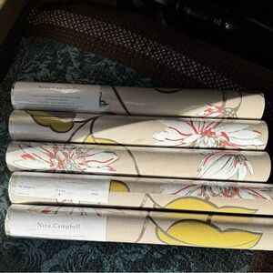 Nina Campbell Giverny wallpaper with water Lilly design on neutral roll